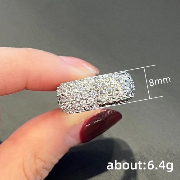 New Unisex 925 Silver Luxury Statement Diamond Ring - Picture 5 of 6